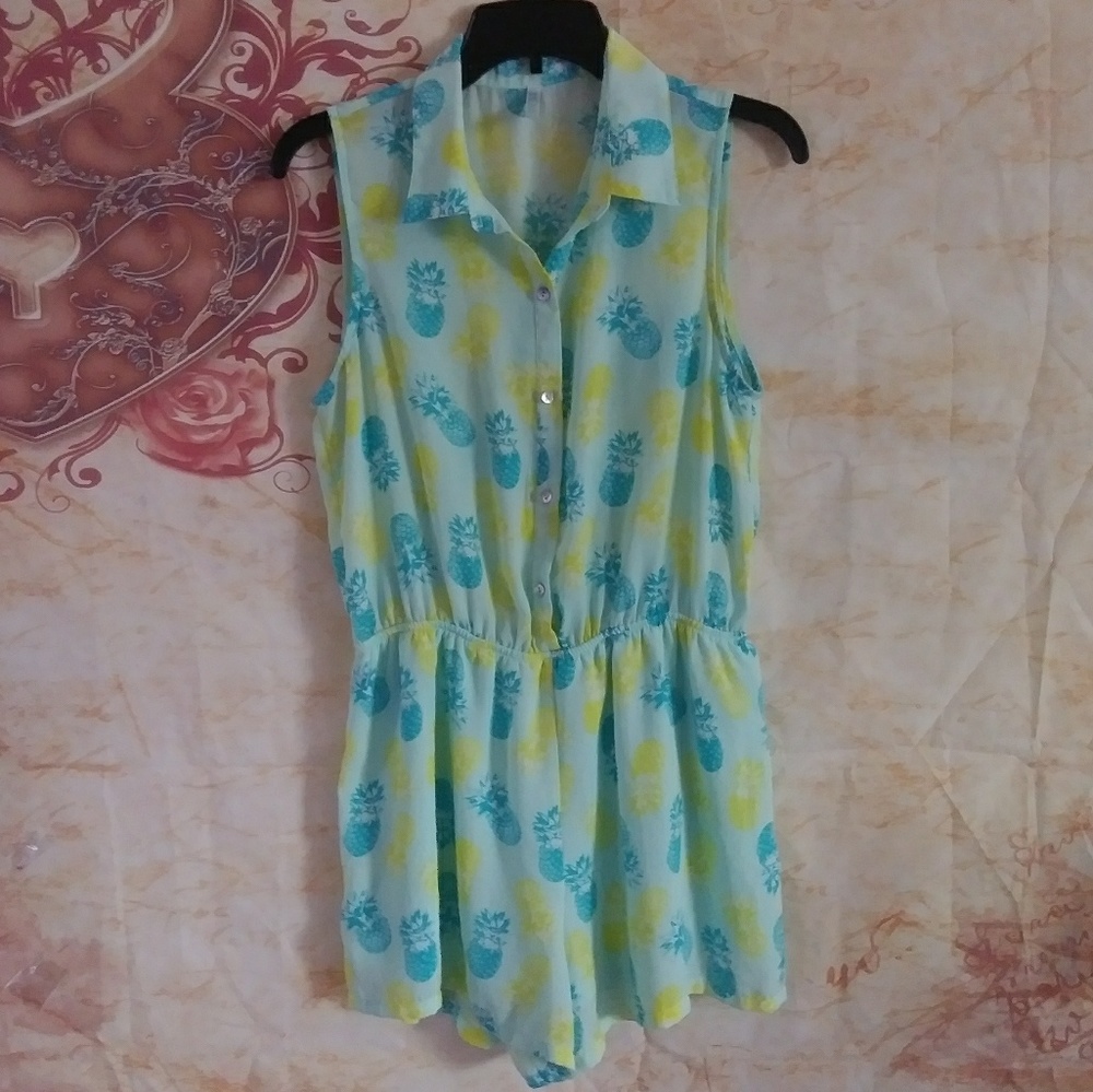 Nine Bird Pineapple Shorts Romper large womens